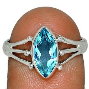 New - Blue Topaz 925 Sterling Silver Ring - Size 8